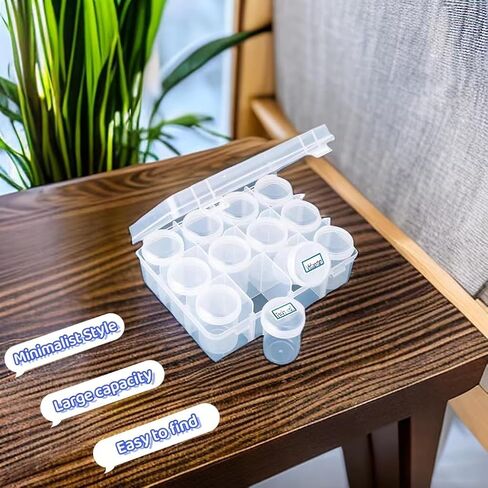 QIANBEIY 12 Grids Plastic Diamond Painting Storage Containers Transparent Bead Organizers and Storage Craft Jewelry Sewing Pills Small Items Seed with Screw Lid Storage Bottles in Saudi Arabia