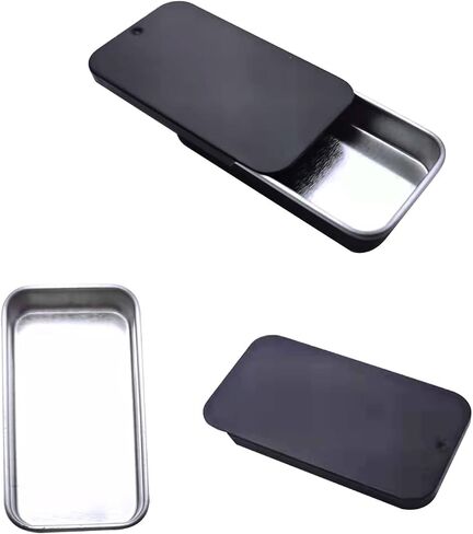 lacitycover Pack of 15 Metal Slide Top Tin Containers Rectangular Metal Tin Box Empty Storage Organizer Kit (Black) in Saudi Arabia