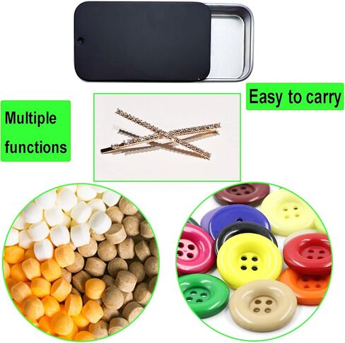 lacitycover Pack of 15 Metal Slide Top Tin Containers Rectangular Metal Tin Box Empty Storage Organizer Kit (Black) in Saudi Arabia