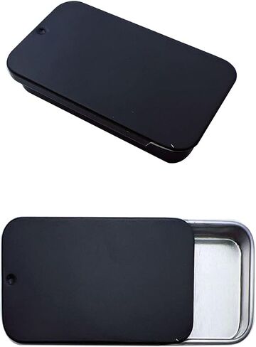 lacitycover Pack of 15 Metal Slide Top Tin Containers Rectangular Metal Tin Box Empty Storage Organizer Kit (Black) in Saudi Arabia