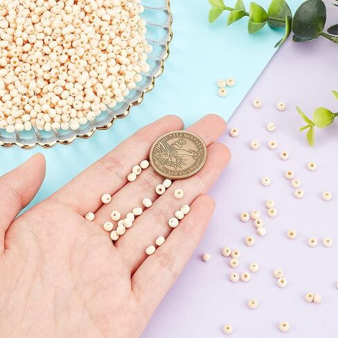AHANDMAKER 1000pcs Wood Tude Beads, Undyed Natural Tiny Wooden Beads with 2mm Hole, 12x4mm Wood Beads for Crafts, Assorted Unfinished Wooden Loose Beads Spacer Beads for DIY Bracelet Jewelry Making in Kuwait