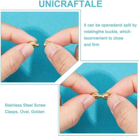 UNICRAFTALE 12 قطعة 2 مقاسات من الفولاذ المقاوم للصدأ برغي المشابك 11 ~ 15 مم قلادة مشبك عمود سوار مشابك معدنية موصل سلك نهاية قبعات معدنية مجوهرات المشابك لسوار قلادة صنع المجوهرات in Kuwait