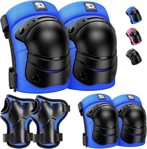 DaCool Kids/Youth Protective Gear Set Knee Pads Elbow Pads Wrist Guards for 3-10 Years, Toddler Knee and Elbow Pads for Roller Skates Cycling Bike Skateboard Inline Skating Scooter Riding Sports, Blue in Kuwait