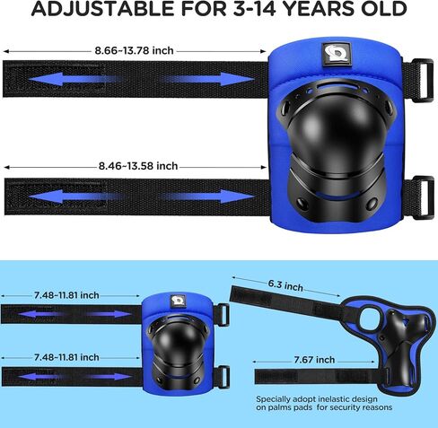 DaCool Kids/Youth Protective Gear Set Knee Pads Elbow Pads Wrist Guards for 3-10 Years, Toddler Knee and Elbow Pads for Roller Skates Cycling Bike Skateboard Inline Skating Scooter Riding Sports, Blue in Kuwait