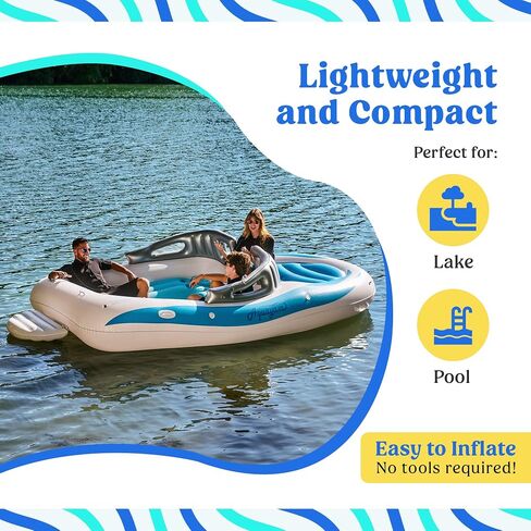 Aquayam Lake Floats for Adults Floating Island for Lake Inflatables Lake Toys for Adults and Family | Boat Floats for The Lake Includes Air Pump, Extendable Oars, Repair Kit and Carry Bag in Saudi Arabia
