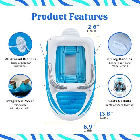 Aquayam Lake Floats for Adults Floating Island for Lake Inflatables Lake Toys for Adults and Family | Boat Floats for The Lake Includes Air Pump, Extendable Oars, Repair Kit and Carry Bag in Saudi Arabia