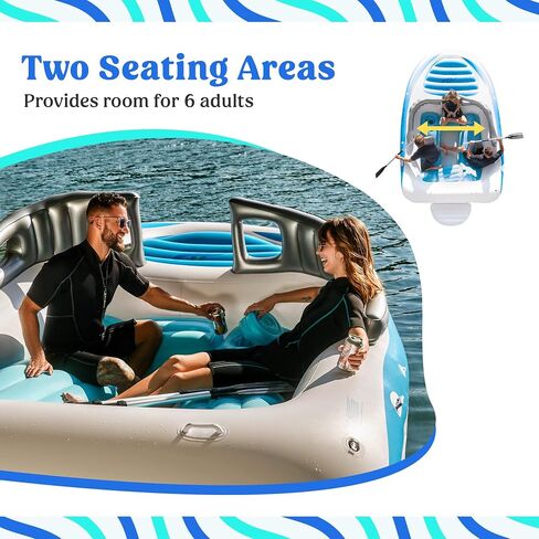 Aquayam Lake Floats for Adults Floating Island for Lake Inflatables Lake Toys for Adults and Family | Boat Floats for The Lake Includes Air Pump, Extendable Oars, Repair Kit and Carry Bag in Saudi Arabia