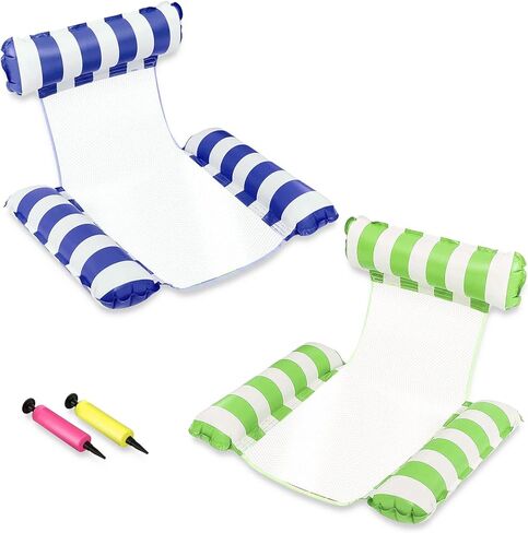 eeocwf 2 حزمة كرسي حمام سباحة قابل للنفخ، كرسي حمام سباحة عائم يطفو لحفلة حمام السباحة للبالغين، أرجوحة حمام سباحة تطفو مع مسند الظهر، كرسي عائم مع مضخة هواء لبحيرة الشاطئ الصيفية in Kuwait