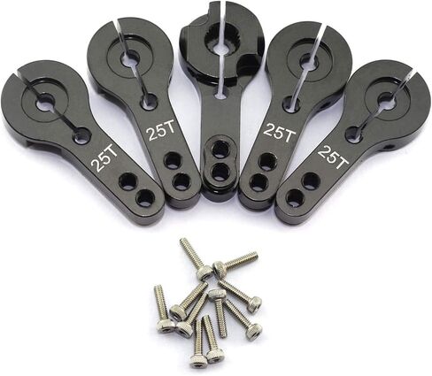 ماجيك & شل 5-حزمة 25T المؤازر القرن سبائك الألومنيوم CNC القياسية أداة التحكم عن بعد المعادن روكر سيرفو ملحقات الذراع المقود لRC نموذج سيارة روبوت قارب طائرة أسود in Kuwait