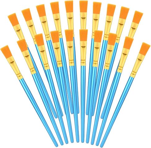 20pcs Flat Small Art Paint Brushes 0.5 Inch Wide, Watercolor Acrylic Paint Brushes Bulk Synthetic Nylon Oil Painting Brushes for Artists Professional Amateurs Acrylic Painting Crafts (Blue) in Saudi Arabia