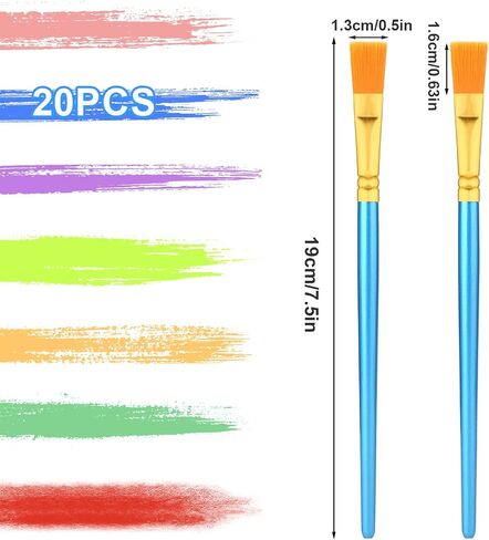 20pcs Flat Small Art Paint Brushes 0.5 Inch Wide, Watercolor Acrylic Paint Brushes Bulk Synthetic Nylon Oil Painting Brushes for Artists Professional Amateurs Acrylic Painting Crafts (Blue) in Saudi Arabia