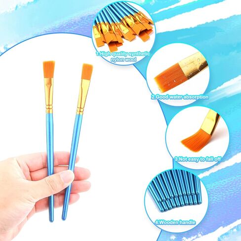20pcs Flat Small Art Paint Brushes 0.5 Inch Wide, Watercolor Acrylic Paint Brushes Bulk Synthetic Nylon Oil Painting Brushes for Artists Professional Amateurs Acrylic Painting Crafts (Blue) in Saudi Arabia