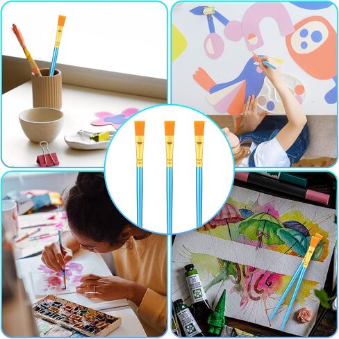 20pcs Flat Small Art Paint Brushes 0.5 Inch Wide, Watercolor Acrylic Paint Brushes Bulk Synthetic Nylon Oil Painting Brushes for Artists Professional Amateurs Acrylic Painting Crafts (Blue) in Saudi Arabia
