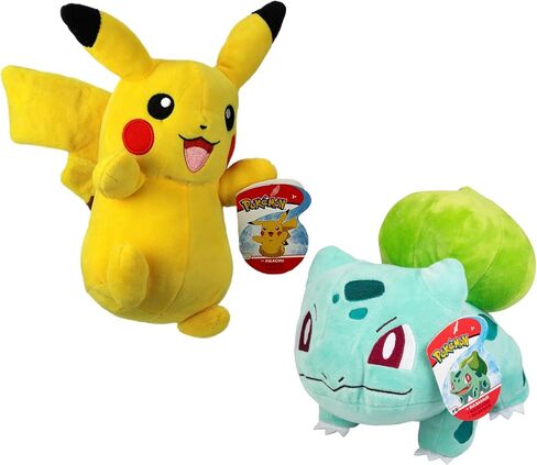 Pokémon Pikachu & Bulbasaur Plush Stuffed Animal Toys, 2-Pack - 8" - Officially Licensed in Saudi Arabia