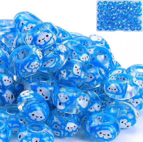 AIPRIDY Girls' Lucky Beads Lover Amber Beads, Big Hole Spacer Beads European Craft Beads for DIY Charms Bracelet Jewelry Making (Mixed) in Saudi Arabia