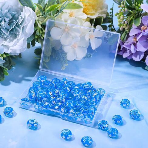 AIPRIDY Girls' Lucky Beads Lover Amber Beads, Big Hole Spacer Beads European Craft Beads for DIY Charms Bracelet Jewelry Making (Mixed) in Saudi Arabia