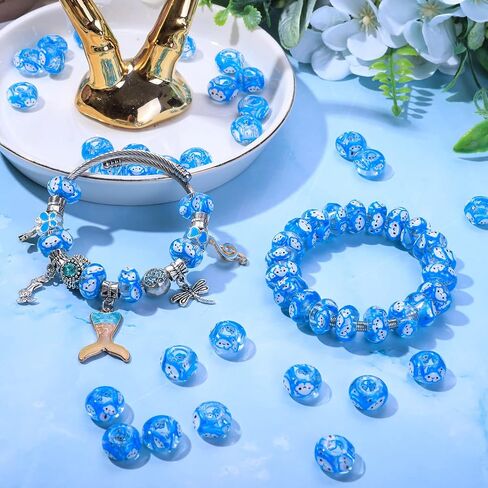 AIPRIDY Girls' Lucky Beads Lover Amber Beads, Big Hole Spacer Beads European Craft Beads for DIY Charms Bracelet Jewelry Making (Mixed) in Saudi Arabia