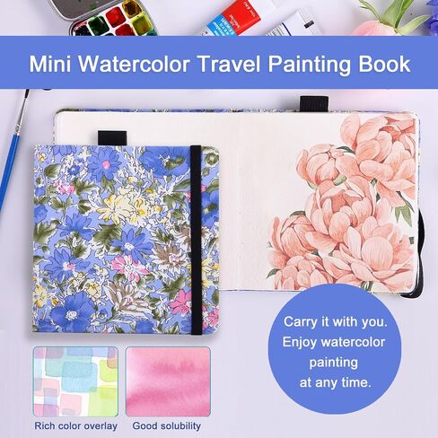 Watercolor Sketchbook Art Notebook, 5x5 Inch Journal Portable Square Fabric Cover, 20 Sheets Watercolor Textured Drawing Papers, 300 GSM Art Paper Sketchbook in Saudi Arabia