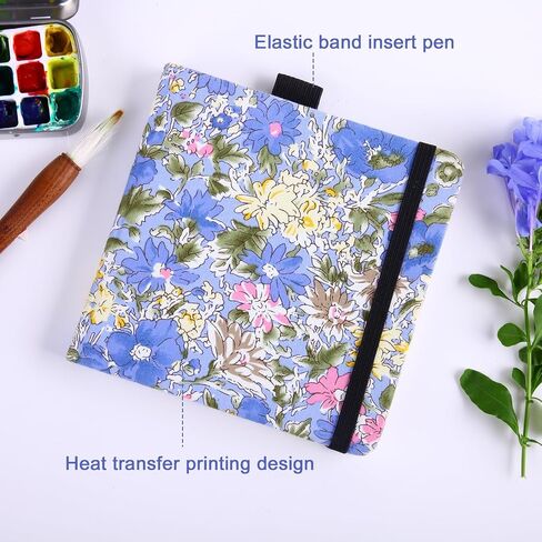 Watercolor Sketchbook Art Notebook, 5x5 Inch Journal Portable Square Fabric Cover, 20 Sheets Watercolor Textured Drawing Papers, 300 GSM Art Paper Sketchbook in Saudi Arabia