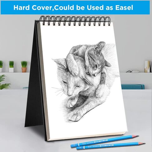 لوحة رسم ذات غلاف صلب مقاس A4 مقاس 8.5 بوصة × 11.7 بوصة (98 رطل/160 جرامًا للمتر المربع)، 60 ورقة (120 صفحة) من كتاب رسم حلزوني للفنانين المحترفين والهواة | للوسائط الرطبة والجافة، والرسم، والرسم in Kuwait