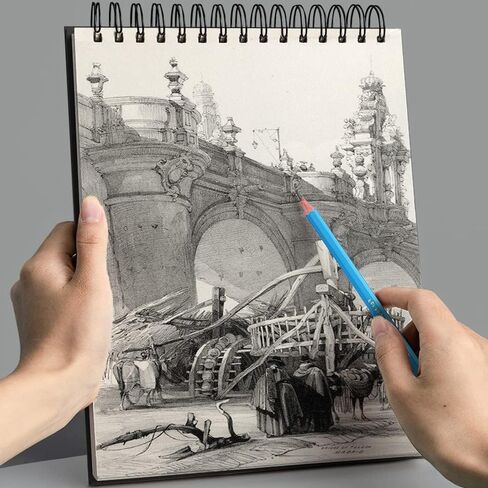 لوحة رسم ذات غلاف صلب مقاس A4 مقاس 8.5 بوصة × 11.7 بوصة (98 رطل/160 جرامًا للمتر المربع)، 60 ورقة (120 صفحة) من كتاب رسم حلزوني للفنانين المحترفين والهواة | للوسائط الرطبة والجافة، والرسم، والرسم in Kuwait