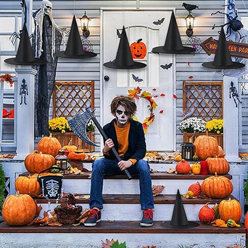 قبعة ساحرة للهالوين، قبعات ساحرة معلقة لتزيين حفلات الهالوين، قبعات ساحرة عائمة لحفلات الهالوين، لوازم تزيين الفناء (8 قطع) in Kuwait