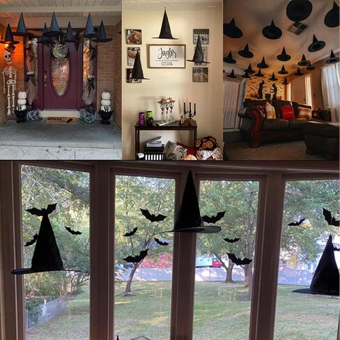 قبعة ساحرة للهالوين، قبعات ساحرة معلقة لتزيين حفلات الهالوين، قبعات ساحرة عائمة لحفلات الهالوين، لوازم تزيين الفناء (8 قطع) in Kuwait