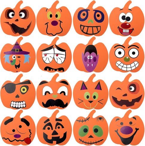 16 مجموعة هالوين رغوة اليقطين مجموعات الحرفية رغوة اليقطين ملصقات هالوين للأطفال الحرف هالوين الديكور in Kuwait