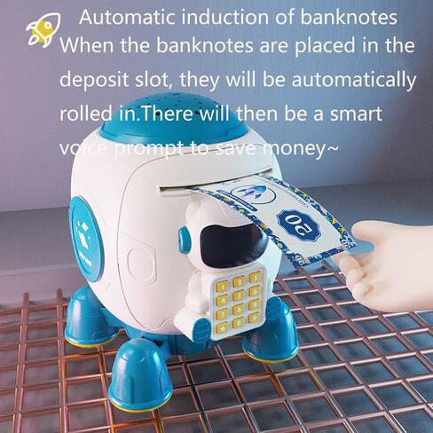 بنك أصبع للأولاد والبنات، بنوك أصبع إلكترونية، صندوق توفير المال مع كلمة مرور، صندوق توفير أموال بنوك العملات المعدنية الآمنة، بنك أصبع صاروخي مع ضوء السماء المرصعة بالنجوم، فتحة فاتورة انتزاع تلقائية، أفضل هدية للأولاد والبنات in Kuwait