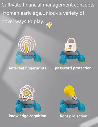 بنك أصبع للأولاد والبنات، بنوك أصبع إلكترونية، صندوق توفير المال مع كلمة مرور، صندوق توفير أموال بنوك العملات المعدنية الآمنة، بنك أصبع صاروخي مع ضوء السماء المرصعة بالنجوم، فتحة فاتورة انتزاع تلقائية، أفضل هدية للأولاد والبنات in Kuwait