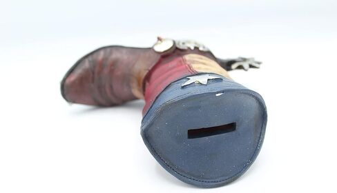 لاكي جيفتس حذاء بتصميم ريفي من علم ولاية تكساس كاوبوي كونشو سبور بتصميم حصالة بيجي بانك مرسومة باليد، فضي in Kuwait