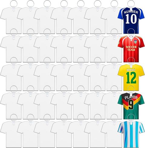 QINLECTRI 120PCS Sublimation Keychain Blanks Double Side Heat Transfer Blanks MDF Key Rings Football Sublimation Keychain Blanks Bulk for DIY Craft(Jersey) in Kuwait