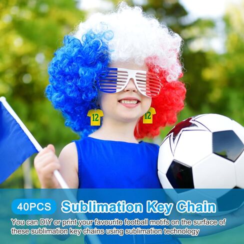 QINLECTRI 120PCS Sublimation Keychain Blanks Double Side Heat Transfer Blanks MDF Key Rings Football Sublimation Keychain Blanks Bulk for DIY Craft(Jersey) in Kuwait