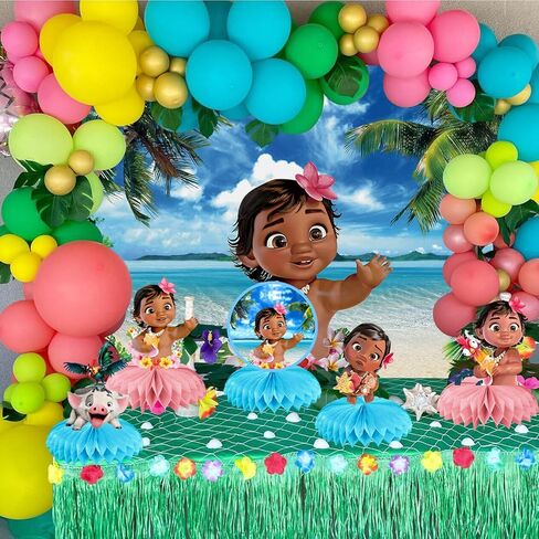 8 قطع من قطع مركزية على شكل قرص العسل من Moana لتزيين طاولة الطفل Moana على شكل قرص العسل مزدوجة الجوانب من Moana لوازم حفلات أعياد الميلاد وديكورات استحمام الطفل in Kuwait