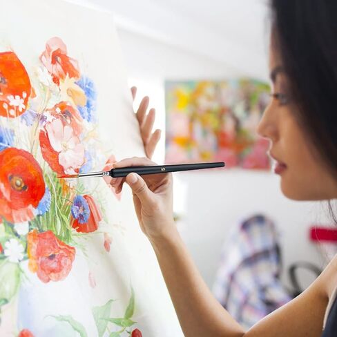 مجموعة فرش طلاء التفاصيل 9 قطع من الفرش المصغرة للتفاصيل الدقيقة والرسم الفني - فرش ذات شعيرات حصان ممتازة للأكريليك والألوان المائية والزيت والنماذج والمطرقة الحربية 40 ك (شعر الحصان) in Kuwait