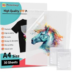 فيلم نقل DTF - فيلم DTF من الفينيل الرئيسي للتسامي، 30 قطعة من ورق نقل DTF مع مسحوق DTF، مناسب لطابعات التسامي أو DTF، لجميع القمصان والأقمشة in Kuwait