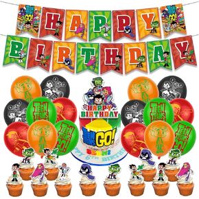 Birthday Party Supplies For Teen Titans, Teen Titans Party Decorations Included Birthday banner, Cake Topper, Cupcake Topper, Balloons in Kuwait