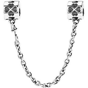 سحر سلسلة الأمان 925 فضة سدادة القلب الملاك قفل كليب الخرز النساء DIY مجوهرات تناسب باندورا سحر سوار وقلادة (فضية)