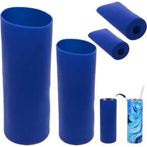 gorgecraft 2pcs 2 أنماط سلس سيليكون الأكمام 30oz قابلة لإعادة الاستخدام معزول كأس الأكمام التسامي بهلوان التفاف القدح المشبك كم لاعبا أساسيا لأكواب بهلوان التفاف كامل المنزل الأواني الزجاجية، الأزرق الملكي