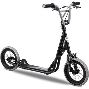 Mongoose Trace Air Youth/Adult Scooter, Non-Folding Design, 12-Inch Wheels Air-Filled Tires, Wide Foot Deck, Perfect for Riders Age 8 Year Old and Up, with Maximum Weight of 220 pounds