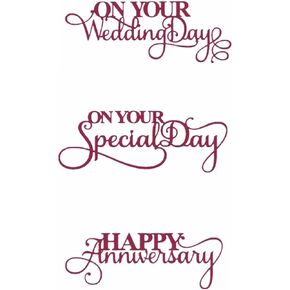 On Your Special Day Wedding Day Words Happy Anniversary 3 PCS Die Set Metal Cutting Dies for Scrapbooking Embossing Craft Cardmaking Gift Greeting Card Art Decoration Album Handmade Template Die-cuts