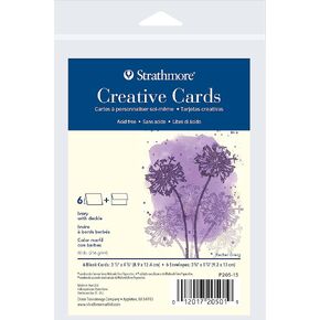بطاقات Strathmore الإبداعية، عاجية مع Deckle Edge، حجم الإعلان، 3.5x4.8 بوصة، 6 عبوات، مغلفات متضمنة - بطاقات تهنئة مخصصة لحفلات الزفاف والمناسبات وأعياد الميلاد