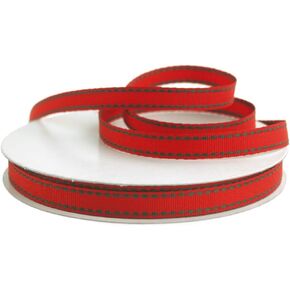 Homeford Saddle Stitch Border Grosgrain Ribbon, 3/8-Inch, 25 Yards (Black/White)