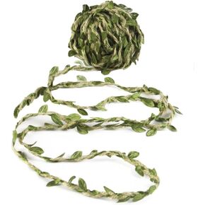 Olive Green Leaves Leaf Trim Ribbon 40 Yards for DIY Craft Party Wedding Home Decoration (Green)