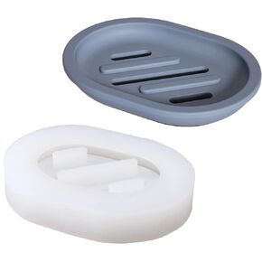 Silicone Concrete Soap Dish Mold with Drain, DIY Cement Soap Holder for Shower/Bathroom, Self Draining Waterfall Soap Tray Making Tools