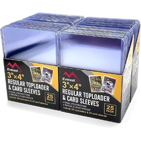 حامل بطاقات توب لودر من ايفرست بحجم 7.62 سم × 100 قطعة وأكمام شفافة لبطاقات التداول القابلة للتجميع، بطاقة رياضية، بطاقات يوجيوه (100 قيراط) in Kuwait