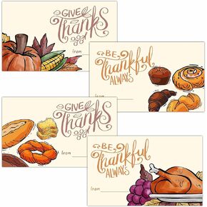 40 Give Thanks Round Label, Retro Harvest Illustration Theme Stickers, 4 Styles Adorable Fill in Style Adhesive Tag for Thanksgiving Day, Fall Gift Wrapping, Party Favors & Decorations - A09