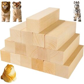 QTLCOHD 16Pcs Basswood Carving Blocks 1.5x1.5x6 Inch Whittling Wood Blocks Basswood Blocks for Wood Carving, Beginner to Expert in Kuwait