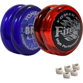 Yomega 2 Legendary Spinners The Original Yoyo with A Brain and Fireball Transaxle Yo-Yo for All Level String Trick Play + 5 Extra Strings (Fireball Red/Black-Brain Blue) in Saudi Arabia