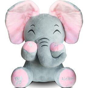 Aidiya Elephant Stuffed Animals Baby Gifts Peluches Ear Interactive Elephant Talking Singing Plush Toys for Girls Boys Gift Adjustable Volume 11.8" Set (Blue)